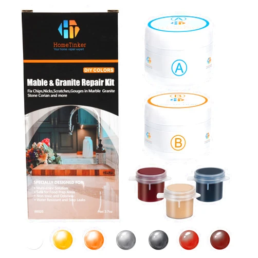 HT HOMETINKER Granite Repair Kit & Marble Repair Kit (Color Match), Quartz Countertop Repair Kit, Granite Epoxy, Corian Repair Kit for Marble Granite Porcelain Quartz Tiles and Stones
