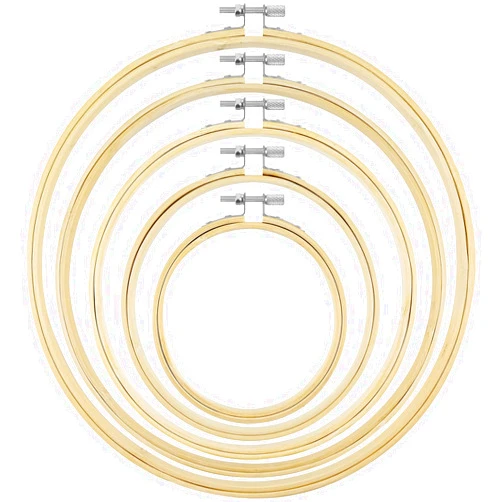 Embhand 5 Pieces Bamboo Embroidery Hoops - Round Circle Cross Stitch Hoop Ring(4”, 6”, 8”, 9”, 10”) Set for Embroidery, Home Ornaments, Craft Sewing