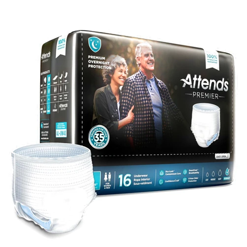 Attends Premier Disposable Underwear Pull On with Tear Away Seams Large, ALI-UW30, Overnight, 64 Ct