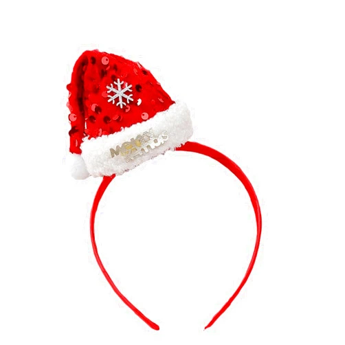 Totelux Christmas Headband Red Hat Hair Hoop with Sequins Snowflakes Cute Santa Hat Hair Accessories for Women Holiday Party Supplies