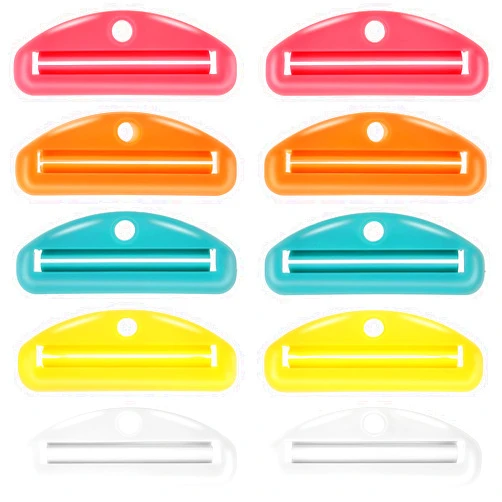 COMNICO 10pcs Toothpaste Squeezer, Plastic Tooth Paste Tube Wringer Dispensers Hanging Toothpaste Clips for Bathroom Saving Facial Cleanser Creams Paint, Assorted Colors