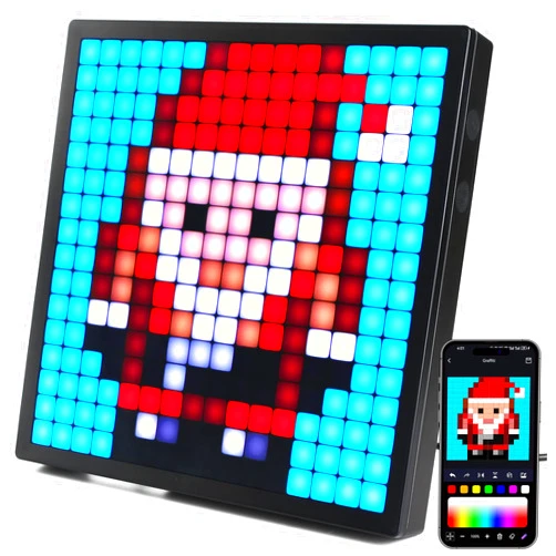 Brizled Smart Pixel Display, Programmable 16 X 16 LED Pixel Art Picture Frame APP Control Digital Clock Customizable Text Pattern Animation Wall/Desk Mount for Christmas Gaming Room Home Office Decor