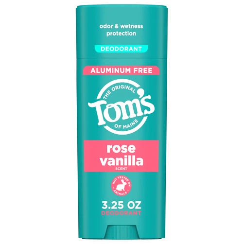 Tom's of Maine Tom’s of Maine Rose Vanilla Aluminum Free Natural Deodorant For Women & Men | Goes on Clear | Odor & Wetness Protection | Naturally Derived and Moisture-Locking Ingredients | 3.25 oz