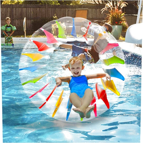 MorTime Inflatable Roller Float, 52'' Colorful Water Wheel, Swimming Pool Roller Toy for Kids and Adults Outdoors