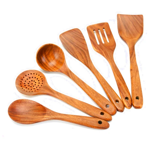 XMYYX 6 Piece Wooden Spoons for Cooking,Smooth Finish Teak Wooden Utensils for Cooking, Comfort-Grip Wood Spoons for Cooking, Non-Stick Wooden Cooking Utensils,Teak Wooden Spoon Sets (6 PCS Large)