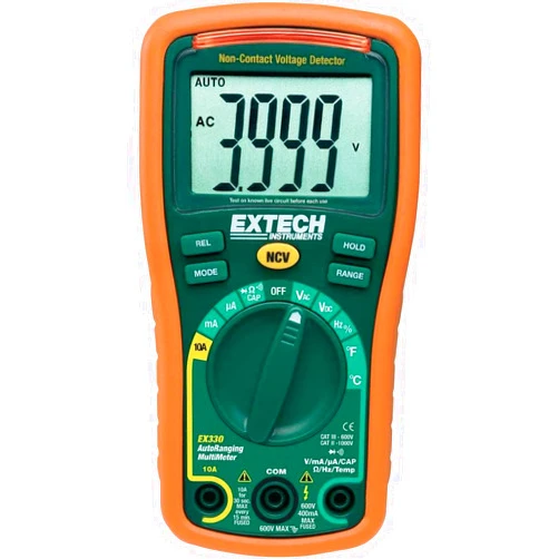 Extech EX330 Autoranging Mini Multimeter with NCV and Type K Temperature