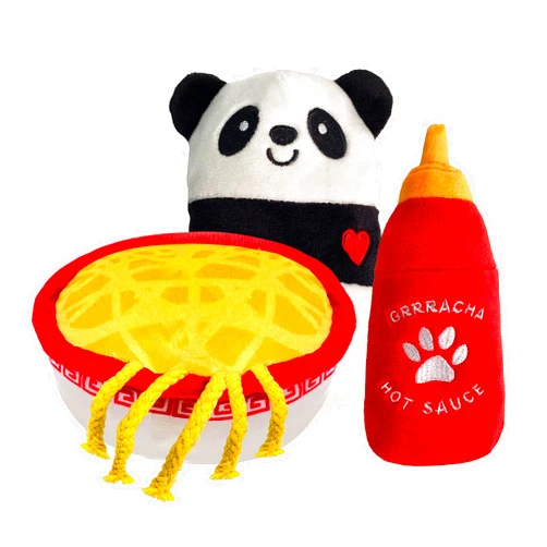 TONBO Cute Food Plush Dog Toys (Noodle Combo)