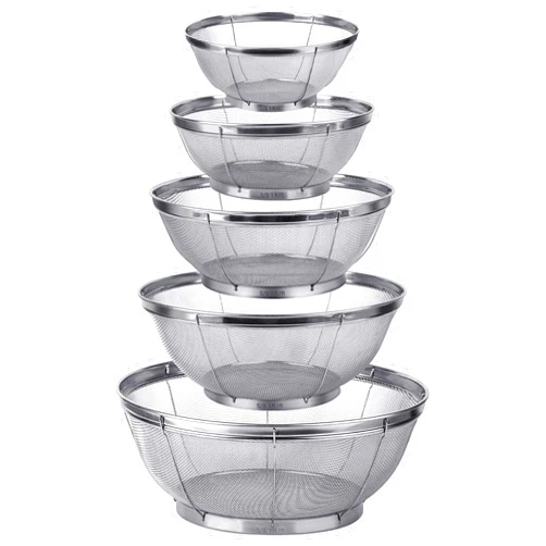 Tiawudi 5 Pack Strainers for Kitchen, 18/8 Stainless Steel Colander, Fine Mesh Strainer for Pasta, Rice and Fruit, Sieve for Strain, Drain, Rinse or Steam, Multi Size Sifter