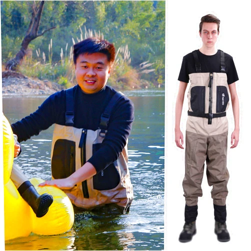 NEYGU Waterproof and Breathable Chest Waders with Front Venting Copper Zip