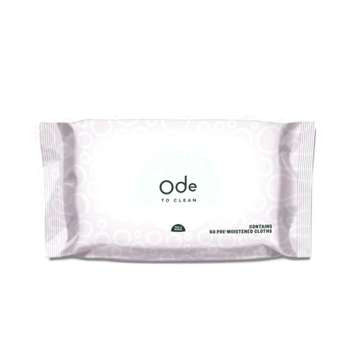 Ode to Clean 100% Plant Based Multi-Surface Household Natural Cleaning Wipes with BioPeroxide Technology Safe and Clean Wipes 60 Count Pack for Family, Kids and Pet