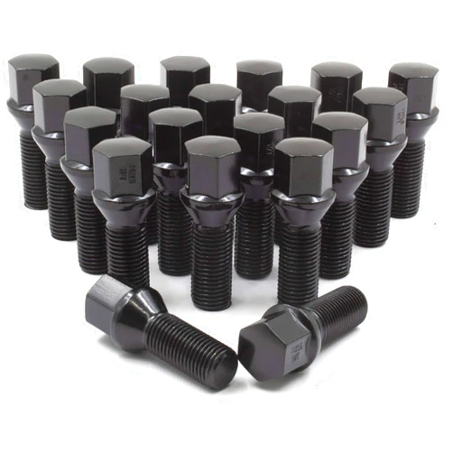 Wheel Accessories Parts Set of 20 Black 14x1.25 Lug Bolts Install Kit Cone Seat Acorn Bolt, 17mm Hex, M14 1.25 Thread, 24mm Shank Length Wheel Bolt (20 Lug Bolts, Black, M14x1.25)