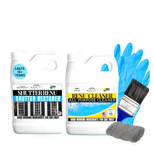 Shutter Renu Premium Restorer-Restores Original Color & Rejuvenates Faded Shutters, Patio Furniture, Garage/Front Doors & More | Eco-Friendly |Lasts 10 Yrs.| Includes Cleaner | Small Project Kit