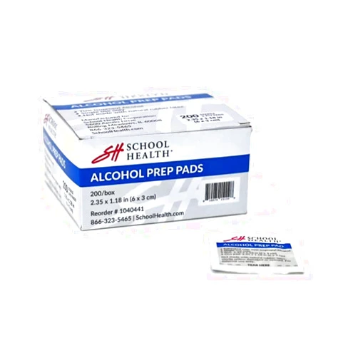 SH School Health School Health Alcohol Prep Pad - 200 pack, Sterile, Individualy-Wrapped, Isopropyl Non-Woven Pad | Medium Size, 2 Ply - Disposable - For Medical and First Aid Kits - Latex Free and Antiseptic