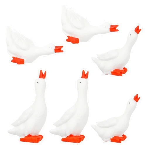 PASOLABE Garden Goose Statue 6Pcs Mini Goose Figurine Miniature Goose Statue Resin Swan Figurine Porch Goose Yard Goose Outfits Micro Landscape Decoration Planter Miniature Accessories