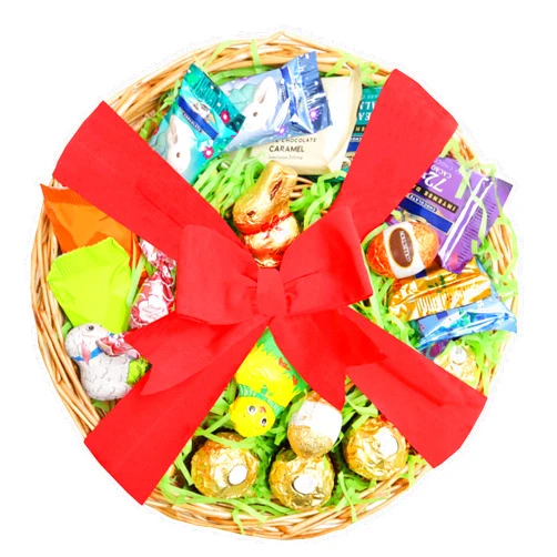 Eva's Gift Universe Easter Basket Bunnies Chocolates and Snacks Already Filled Basket for Family and Everyone