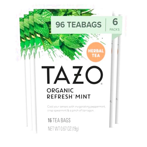 TAZO Refresh Mint Herbal Tea Bags, Caffeine Free, 96 Total Tea Bags (16ct - Pack of 6)