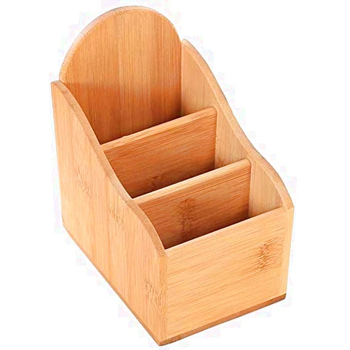 Pen and Pen Holder SMQHH Multifunctional 3 Grid Wooden Controller Storage Box, Desktop Stationery Storage Box/Media Desktop Storage Box, Key Storage Box