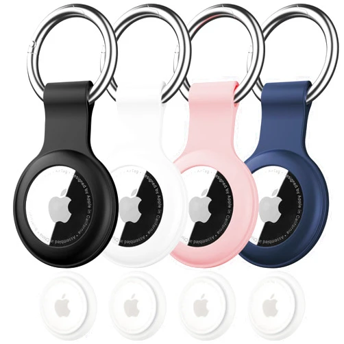 Citymore 4 Pack IPX8 Waterproof for AirTag Keychain，with Soft Silicone Holder Case Key Ring，Lightweight, Anti-Scratch, Compatible with Air Tag Holder for Luggage,Keys, Dog Collar etc