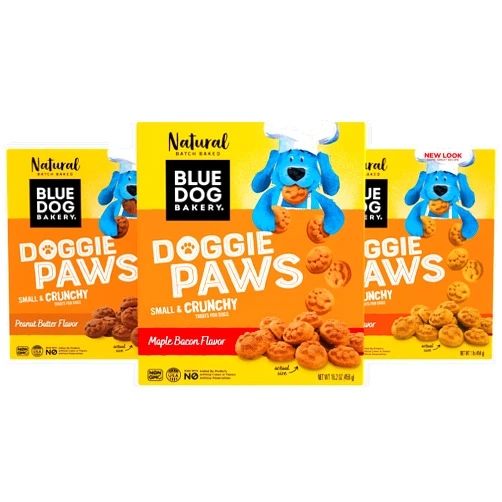 Blue Dog Bakery Natural Dog Treats, Doggie Paws, Variety Pack, (2) 16.2oz & 1(1lb) (Total 3 Count)