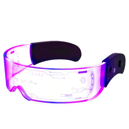 NIUCOO LED Visor Glasses Light Up: [7 Colors 4 Modes] Cyberpunk Futuristic Luminous Cosplay Glasses Rave Cyber Lightup Goggles (High Tech)