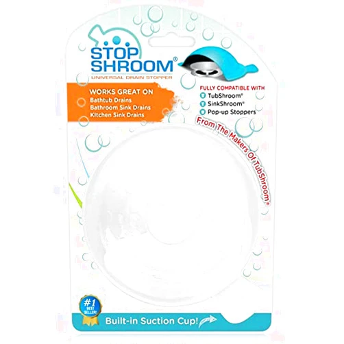StopShroom The Ultimate Universal Drain Stopper Plug for Bathtub, Bathroom, and Kitchen Sink Drains (White)