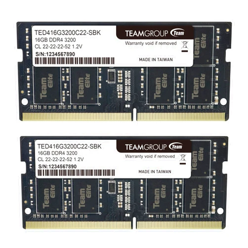 TEAMGROUP Elite DDR4 32GB Kit (2 x 16GB) 3200MHz PC4-25600 CL22 (2933MHz or 2666MHz)Unbuffered Non-ECC 1.2V SODIMM 260-Pin Laptop Notebook PC Computer Memory Module Ram Upgrade - TED432G3200C22DC-S01
