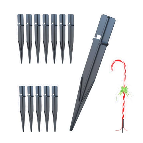 MINYIKJ 12 PCS Replacement Stakes for Christmas Candy Cane Lights Outdoor, Plastic Candy Cane Pathway Markers Lights Spike Replacer, Size 0.71 * 6.2 Inches, Used to Maintain Candy Cane Pathway Lights