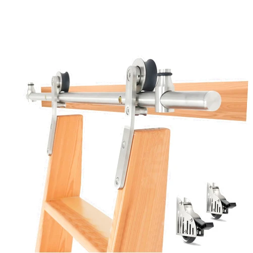 DIYHD 9.9FT Stainless Steel Sliding Library Ladder Hardware Kit, Bottom Wheel with Brake,300 lbs Capacity, Satin Finish (No Ladder)