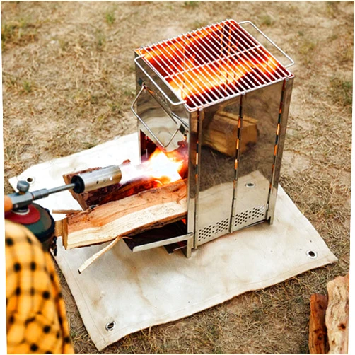 Young Guys of the Universe Portable Camping Stove & Grill Combo - Foldable, Twig-Burning, Wood Fire Pit for Campfire (Large)