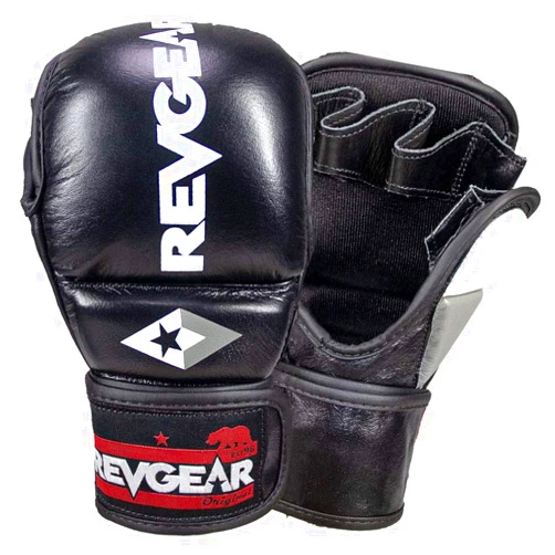 Revgear Pro Series MS1 MMA Boxing Gloves, Premium Leather for Muay Thai, Sparring, MMA Enthusiasts, Medium, Black, Ideal for Training, Great Crossover