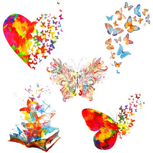 Chinco 5 Pieces Butterfly Iron on Patches Heat Transfer Colorful Cute Stickers Washable DIY Iron on Transfer Decals for T-Shirt Jeans Backpacks Families Clothing Hat DIY Applique, 5 Styles
