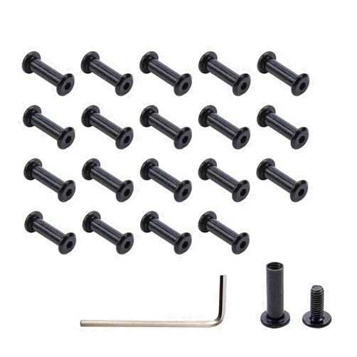 Oedema 20 Pack M4×10mm Socket Cap Screws Stainless Steel Barrel Nuts and Bolts Black Binding Screws with Allen Wrench for Furniture Bed Decorative Bags Cabinet Table Binding Bolts