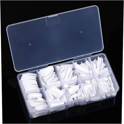 Yimart French False Nail Tips French Nail Art Tips 500pcs White French Acrylic Style Artificial False Nails Tips With Box (White)