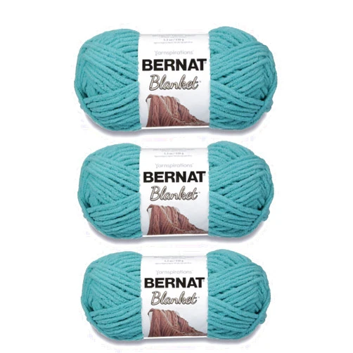 Bernat Blanket Light Teal Yarn - 3 Pack of 150g/5.3oz - Polyester - 6 Super Bulky - 108 Yards - Knitting/Crochet