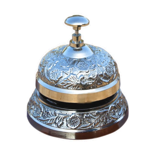 Generic Silver Chrome Desk/Table Bell. Victorian Style Vintage Embosed Call Bell for Hotel, Office, Receptions, Decorations & Service Counter.