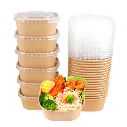 JAYEEY 25 oz Disposable Kraft paper bowls with lids, Food containers Soup Bowls Party Supplies Treat Bowls 50 Pack
