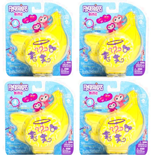 Fingerlings Minis Series 1 Pack Includes 1 Bracelet, 1 Charm & 2 Figurines - Bundle of 4 Random Packs