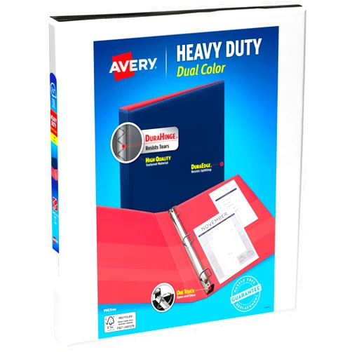 Avery Heavy-Duty Dual Color 3 Ring Binder, 1/2 Inch Slant Rings, White/Black View Binder (17880)