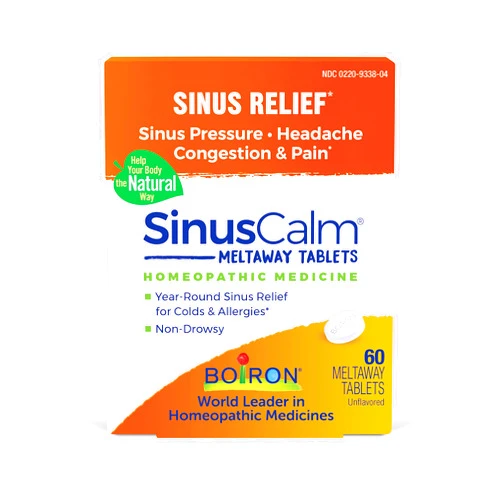 Boiron SinusCalm Tablets for Sinus Pain Relief, Runny Nose, Congestion, Sinus Pressure, Headache - 60 Count