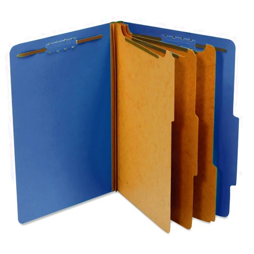 Pendaflex Classification Folders, Standard, 3 Dividers, Embedded Fasteners, 2/5 Cut Tab, Dark Blue, Letter, 10/BX (24096)