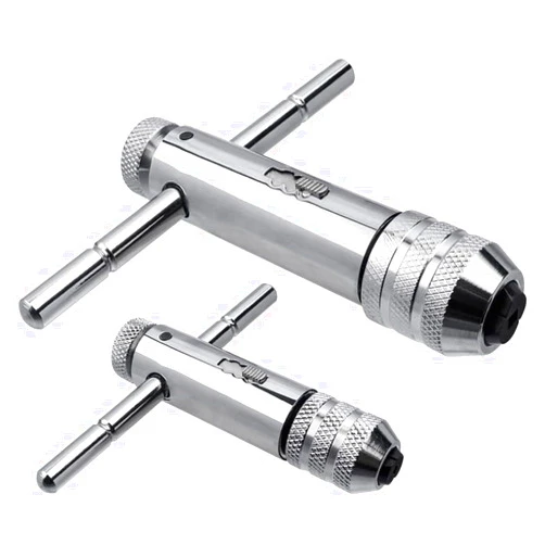 Bestgle 2Pcs Ratchet T Handle Tap Wrench, Adjustable T Bar Handle Holder Ratcheting Wrench for Metric M3-M8 / M5-M12 Thread Screw Taps