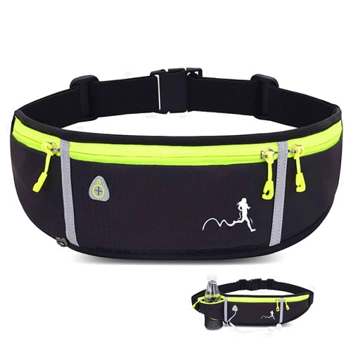 Peicees Fanny Pack for Men Women Bottle Holder Bag Waterproof Running Pouch Belt Waist Pack for Gym Travel, Adjustable Reflective Phone Holder for iPhone 13 12 11 Pro Max Samsung Galaxy S20 S10