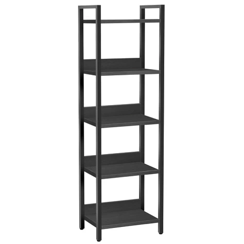 MAHANCRIS 5-Tier Bookshelf, Bookcase, Shelves Organizer for Small Spaces, Storage Shelf Organizer, for Living Room, Bedroom, Study, Balcony, Black BKHB5501