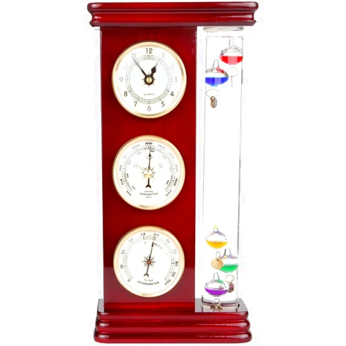 Lily's Home Analog Weather Station with Galileo Thermometer, Precision Quartz Clock (Gold), Barometer & Hygrometer, Gift for Family or Friends, Indoor and Outdoor Home Décor (6