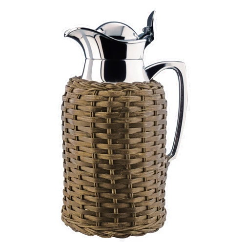 Alfi Opal Chrome Plated Brass with Brown Wicker Work Thermal Carafe, 8- Cup