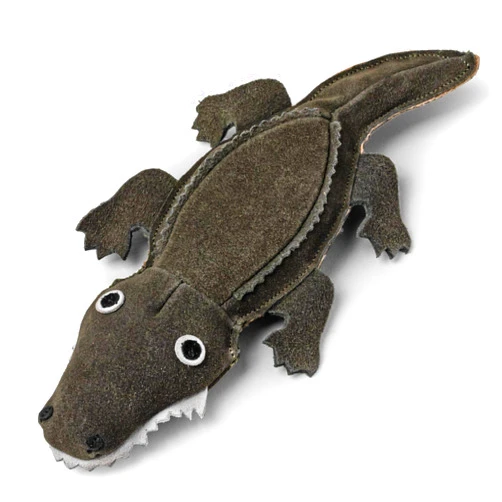 Frezco Gator Dog Toy | Handmade Alligator with Natural Suede Leather | Ideal for Teething, Puppy, Small and Medium Dogs | 100% Stuffed with Coconut Fibres