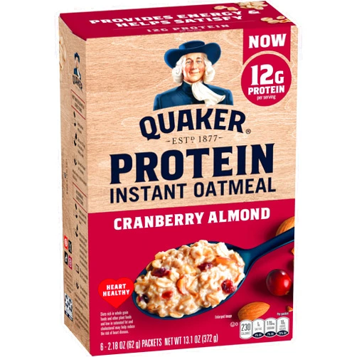 Quaker, Instant Oatmeal, Cranberry Almond, 6x 2.18 Oz Pouches per Box