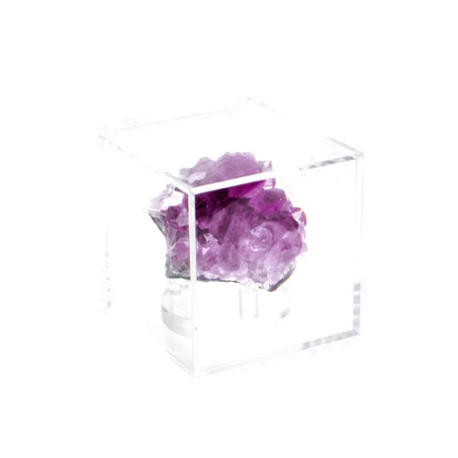 KCGANI Clear Acrylic Geodes Rocks 3 Pegs Display Easel Stands Support Holder Box, Acrylic Display Case Box for Agate Slices Crystals Minerals Slab Fossil Coral Small Collectibles (Small-3x3x3in, 1Pcs)