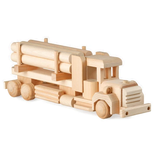 VESPLO Wood DIY Car Toys - Retro Logging American Truck with Cargo - Paintable Educational Toys for Kids Ages 3+ Wooden Toys for Childrens & Adults - Paint Your own Truck