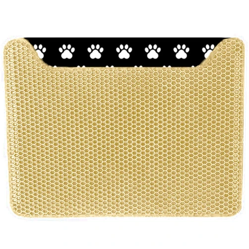 HCY&WLD Cat Litter Mat Double Layer Waterproof Urine Proof Cat Litter Trapping Mat, Less-Mess, Scatter Control Cat Litter Box Mat, Less Waste, Easier to Clean,Washable (Khaki (35x24 Inch))